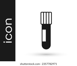 Black Test tube and flask chemical laboratory test icon isolated on white background. Laboratory glassware sign.  Vector