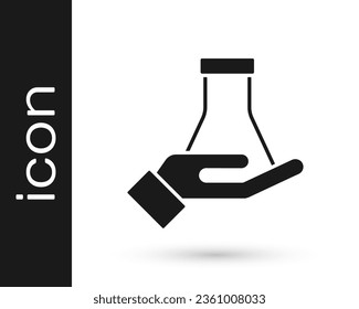 Black Test tube and flask chemical laboratory test icon isolated on white background. Laboratory glassware sign.  Vector