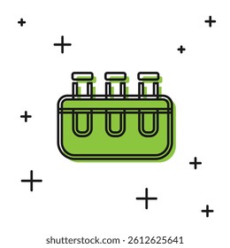 Black Test tube and flask chemical laboratory test icon isolated on white background. Laboratory glassware sign.  Vector