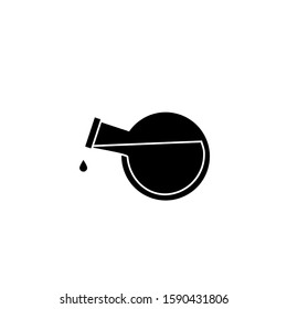 Black Test tube or flask with drop of blood icon isolated on white background. Laboratory, chemical, scientific glassware sign. Vector Illustration