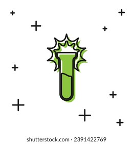 Black Test tube and flask icon isolated on white background. Chemical laboratory test. Laboratory glassware.  Vector