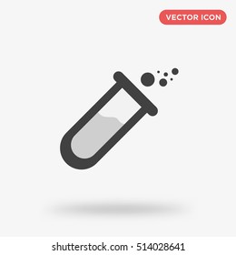 Black test tube icon, chemistry chemical vector on white background