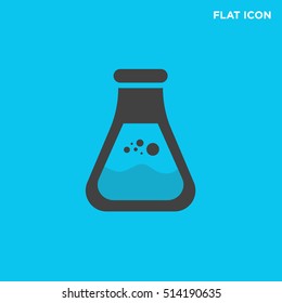 Black test tube icon vector on blue background, isolated