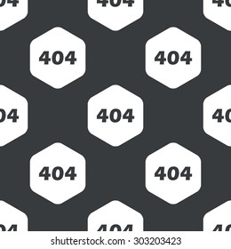 Black text 404 in white hexagon, repeated on black