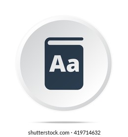 Black Text Book icon on white web button