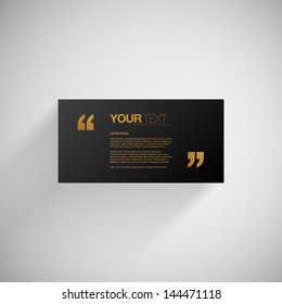 Black text box design with gold text Eps 10 vector illustration