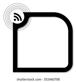 Black text box for text with feed icon