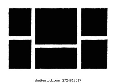 negro Cuadro de texto marco pincel conjunto de forma de lápiz áspero. Dibujado a mano crayón grunge pincel cuadrado rectángulo borde .eps 10