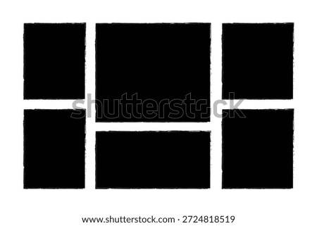black Text box frame brush rough crayon shape set. Hand drawn crayon grunge brush square rectangle border .eps 10