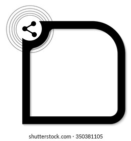 black text box for text with share icon