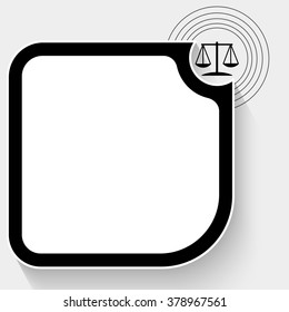 Black text box for your text and justice symbol