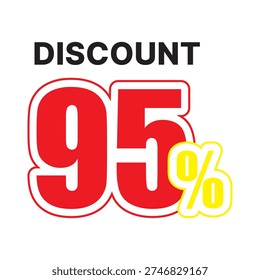 Black text discount 95 percent red and yellow sale ninety five percent percentage