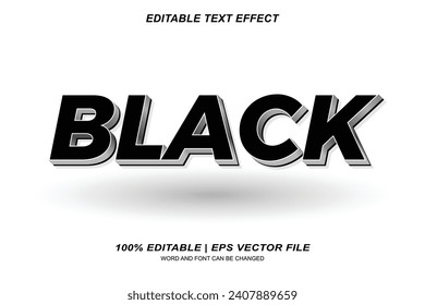 Black text effect 3d editable vector design,  3d text mockup,