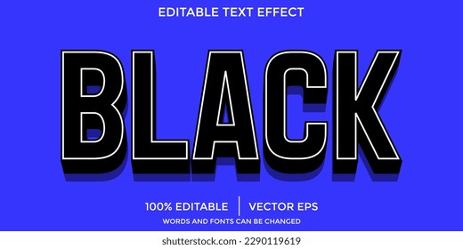 Black Text Effect vector editable