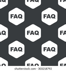 Black text FAQ in hexagon, repeated on black