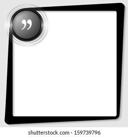 black text frame and transparent circles with a quotation mark