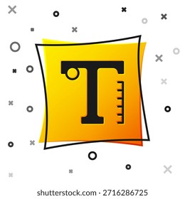 Black Text icon isolated on white background. Yellow square button. Vector