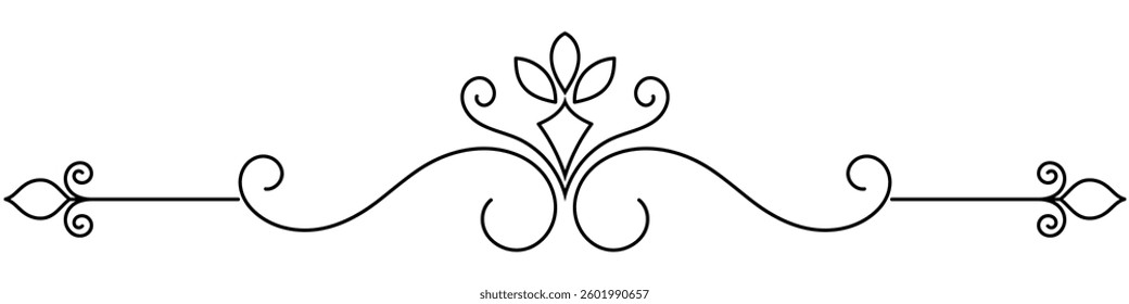 Black text line, simple lines for vintage decoration, book cover elements