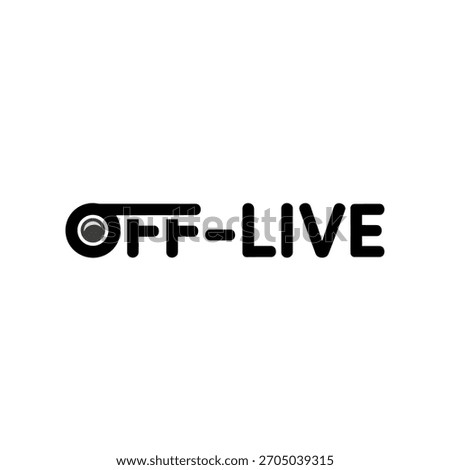 Black text logo design reading offlive with a stylized camera lens icon replacing the letter o