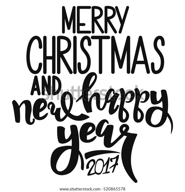 Black Text Merry Christmas Happy New Stock Vector (Royalty Free) 520865578