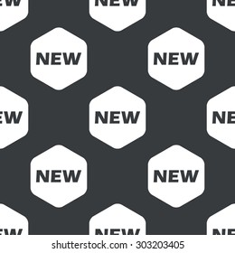 Black text NEW in hexagon, repeated on black