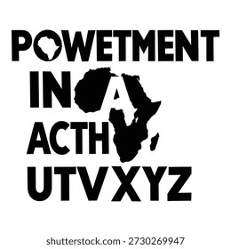 Texto negro sobre fondo blanco con mapa de África y letras y palabras aleatorias