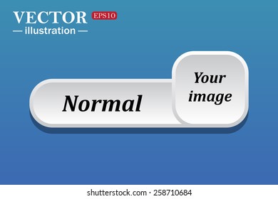 Black text on white button for web sites. Blue background with shadow. Your image.  button for a site. Normal. Vector illustration, EPS 10