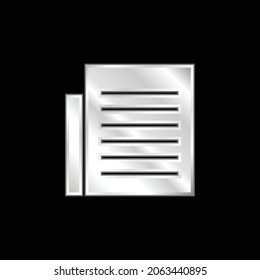 Icono metálico plateado de la página de texto negro