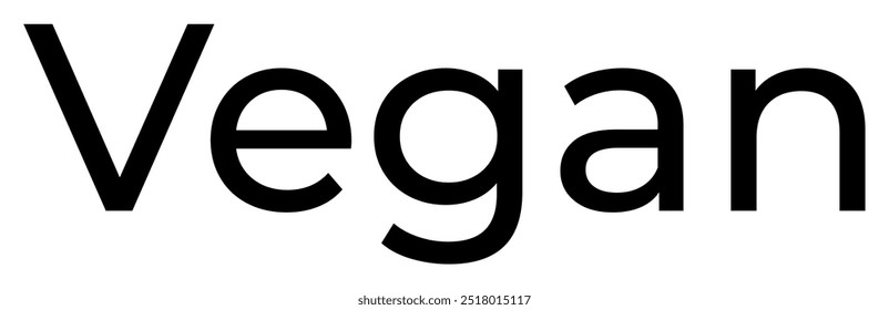 Texto em preto afirmando Vegan em um fundo branco plano em negrito, fonte sans-serif. Ideal para promover o veganismo, dietas à base de plantas, direitos dos animais, vida ecológica e alimentação saudável.