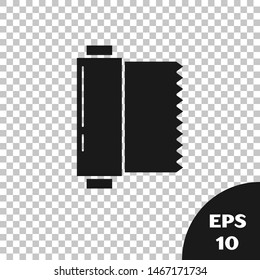 Black Textile fabric roll icon isolated on transparent background. Roll, mat, rug, cloth, carpet or paper roll icon.  Vector Illustration
