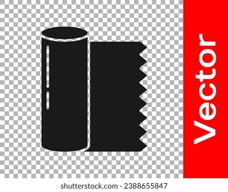 Black Textile fabric roll icon isolated on transparent background. Roll, mat, rug, cloth, carpet or paper roll icon.  Vector Illustration