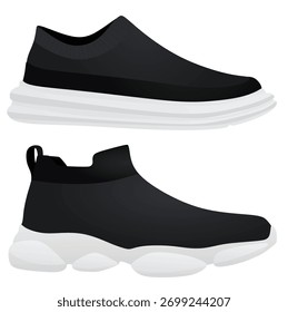 Black textile shoe. vector illustration	
