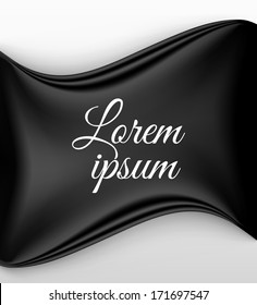 Black textile waved banner. Vector illustration