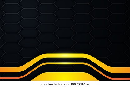 Black texture background with modern gold dimension layers