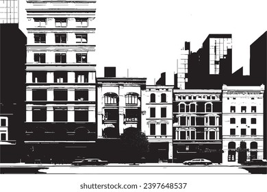 black texture of buildings on white background, vector illustration overlay grungy background texture