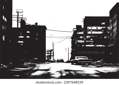 black texture of buildings on white background, vector illustration overlay grungy background texture