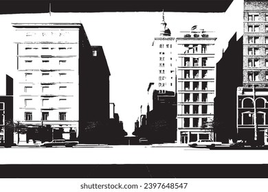 black texture of buildings on white background, vector illustration overlay grungy background texture