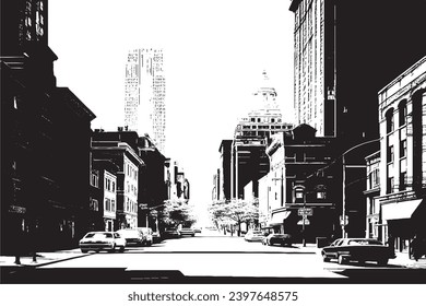 black texture of buildings on white background, vector illustration overlay grungy background texture