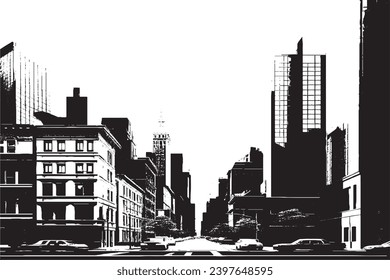 black texture of buildings on white background, vector illustration overlay grungy background texture