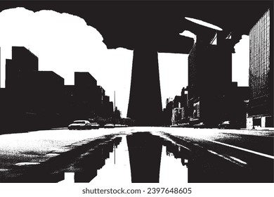 black texture of buildings on white background, vector illustration overlay grungy background texture