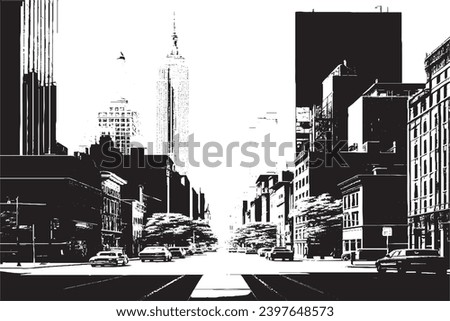 black texture of buildings on white background, vector illustration overlay grungy background texture