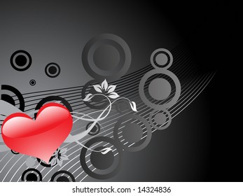 black texture of creative heart with floral and halftone elements