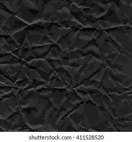 Black texture of crumpled paper. Vector illustration.