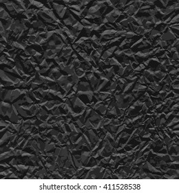 Black texture of crumpled paper. Vector illustration.