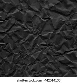 Black texture of crumpled paper. Vector illustration.