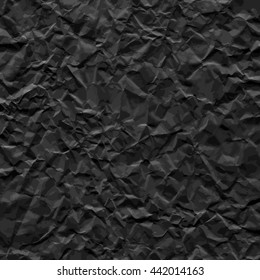 Black texture of crumpled paper. Vector illustration.