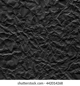 Black texture of crumpled paper. Vector illustration.