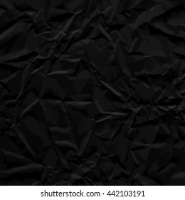Black texture of crumpled paper. Vector illustration.