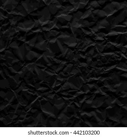 Black texture of crumpled paper. Vector illustration.