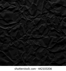 Black texture of crumpled paper. Vector illustration.